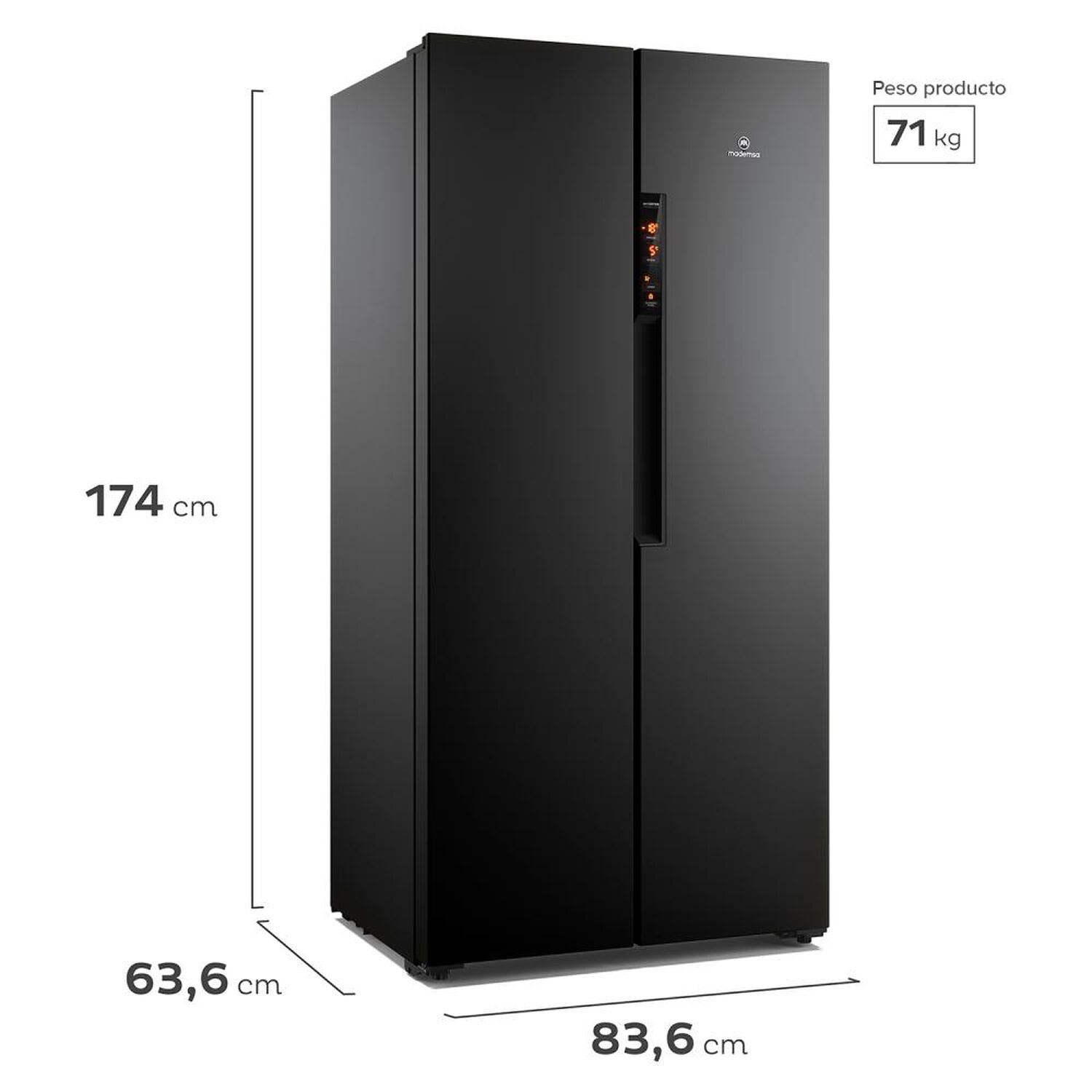 Refrigerador Side By Side Mademsa MAS430B / No Frost / 430 Litros / D image number 2.0